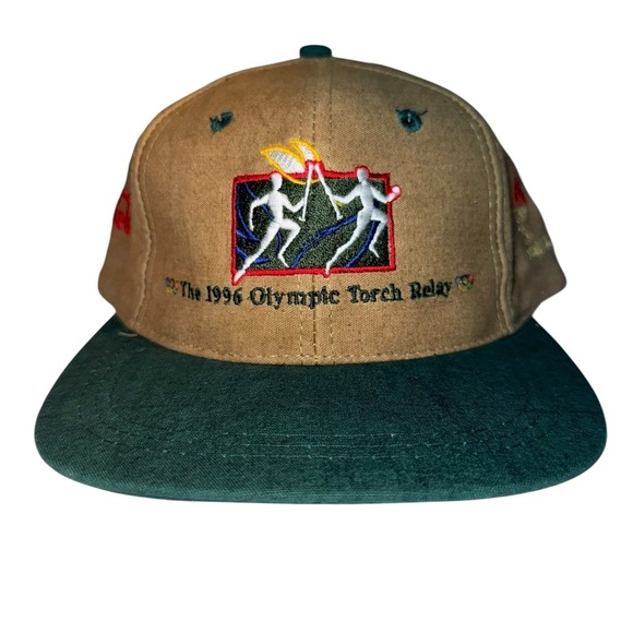 The Game Other - Vtg‎ 1996 Atlanta Olympics Coca-Cola Torch Relay snapback hat in khaki and gray